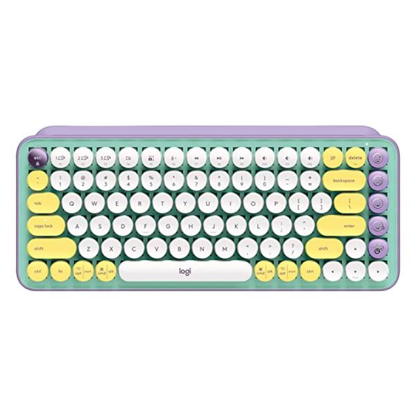 Teclado Logitech Pop Keys mecánico inalámbrico bluetooth español vista frontal completa