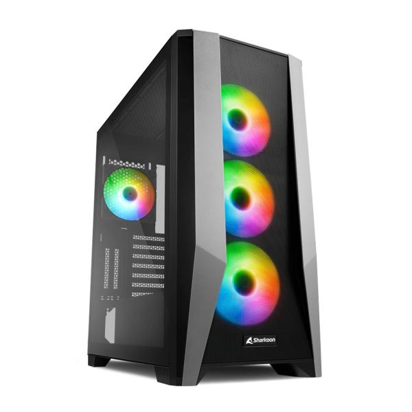 Case Sharkoon TG7M RGB | Media Torre ATX | Panel Lateral Vidrio Templado | 4 Ventiladores RGB PWM | Negro