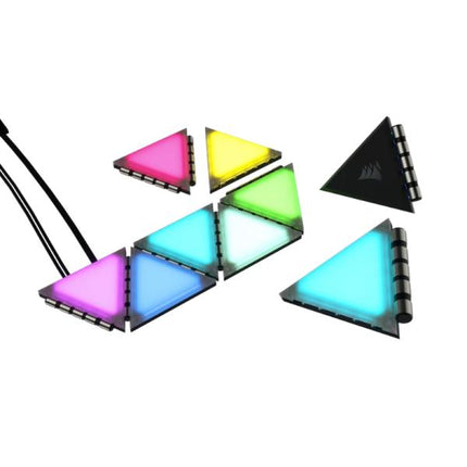 Paneles de Iluminación Corsair iCUE LC100 | Mini Triángulo | Kit de 9 Paneles RGB | CL-9011114-WW