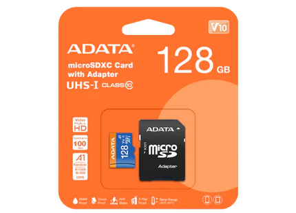 Memoria Micro SD ADATA AUSDX128GUICL10A1-RA1 | 128GB | Clase 10 | A1 | UHS-I