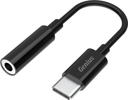Adaptador de Audio Genius RS2 ACC-C100 | Type-C a 3.5mm | Negro | Alta Calidad de Sonido | Plug & Play