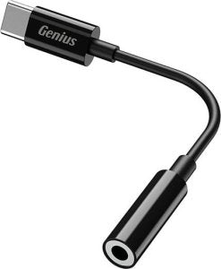 Adaptador de Audio Genius RS2 ACC-C100 | Type-C a 3.5mm | Negro | Alta Calidad de Sonido | Plug & Play