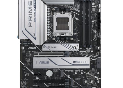 Tarjeta madre ASUS PRIME X670-P AM5 ATX vista frontal completa con conectores DDR5