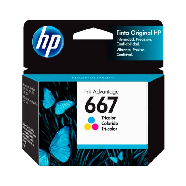 Cartucho de Tinta HP 667 Tricolor 3YM78AL | Inyección térmica | Hasta 100 páginas