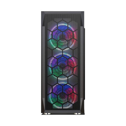 CASE GAMING RGB  EAGLE WARRIOR CG08Z3RA002C MID TOWER VENTILADORES 3 DE 120MM CON VIDRIO LATERAL Y MALLA FRONTAL