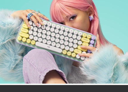 Teclado Logitech Pop Keys 65% vista superior mostrando distribución de teclas mecánicas