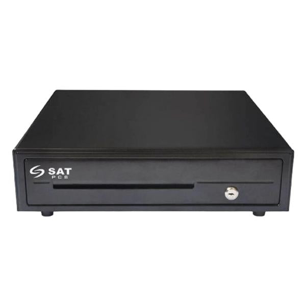 Gaveta de Dinero SAT América 119X Black | 410x420x100mm | 5 Compartimientos para Billetes | 8 Compartimientos para Monedas | Apertura Automática y Manual