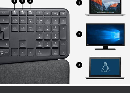 Detalle del descansa muñecas acolchado del Teclado Ergonómico Logitech K860