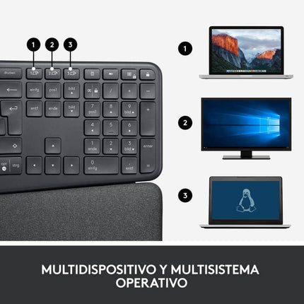 Teclado Ergonómico Logitech Ergo K860 for Business | Inalámbrico | Bluetooth | Español