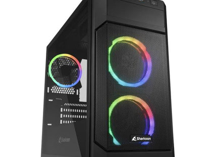 Case Sharkoon V1000 RGB Media Torre | Micro-ATX | Vidrio Templado | 3 Ventiladores RGB | Negro