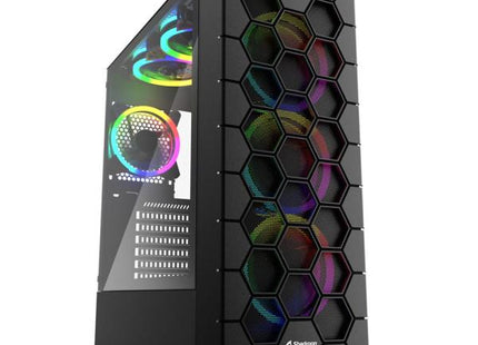 Case Sharkoon RGB Hex | ATX | Media Torre | Panel Vidrio Templado | 3 Ventiladores RGB | Negro