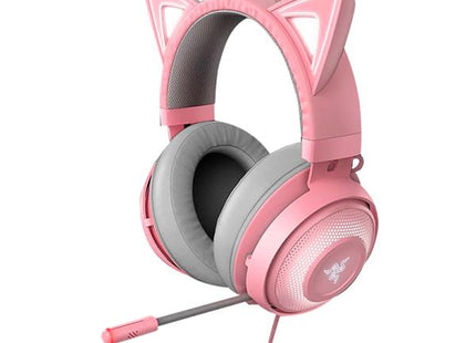 HEADSET GAMING RGB RAZER KRAKEN KITTY V2 QUARTZ ALÁMBRICO USB RZ04-04730200-R3U1 ROSADO