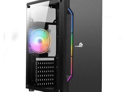 CASE GAMING  X-LION NE-386 E010-159TEMPERED  GLASS SIDE PANEL BLACK USB 2.0*2 + USB 3.0*1+HD AUDIO+RGB STRIP