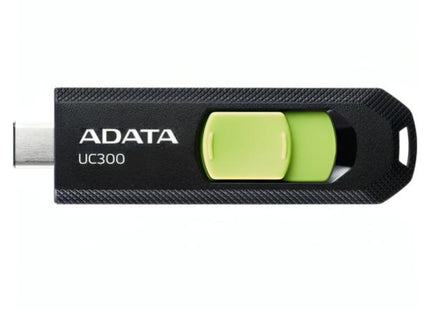 Memoria USB ADATA UC300 | 32GB | USB 3.2 Gen 1 Tipo-C | Hasta 100 MB/s | Diseño Retráctil | Negro/Verde | ACHO-UC300-32G-RBK/GN
