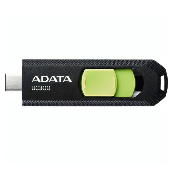 Memoria USB ADATA UC300 | 32GB | USB 3.2 Gen 1 Tipo-C | Hasta 100 MB/s | Diseño Retráctil | Negro/Verde | ACHO-UC300-32G-RBK/GN