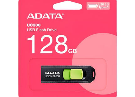 Memoria USB ADATA UC300 ACHO-UC300-128G-RBK/GN | 128GB | USB 3.2 | Tipo-C | Negro/Verde