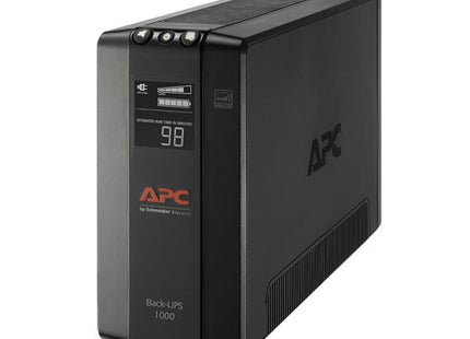 UPS APC Back 1000VA BX1000M-LM60 vista frontal con pantalla LCD y botones de control
