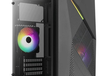 Case gaming Aerocool Raider Mini RGB con panel frontal iluminado y vidrio templado lateral negro