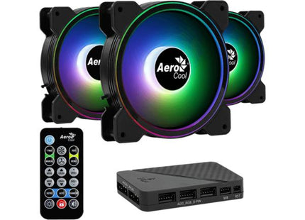 ABANICO AEROCOOL SATURN 12F ARGB PRO 3 VENTILADORES ARGB 120MM 1 CONCENTRADOR DE CONTROL H66F ARG CONTROL REMOTO NEGRO ACF3-ST10247.01