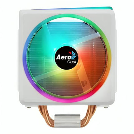 Abanico AeroCool Cylon 4F WH ARGB PWM 4P para CPU | Tecnología Heat Core Touch | 4 Tubos de Calor Térmico | Iluminación LED RGB | Blanco