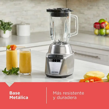 Licuadora Black+Decker BL0876‑2SDLA Ice Crush | 700 W | 8 Velocidades + Pulso | Jarra Vidrio 1.25 L | Acero Inoxidable | Gris Metálico