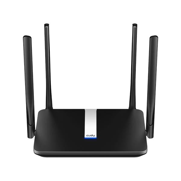 Router Cudy LT500-AU 4G LTE AC1200 negro con antenas desmontables vista frontal