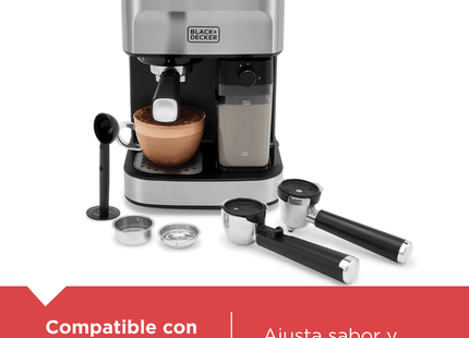 BLACK+DECKER EM0412-1SDLA Máquina Espresso 20 Bares 1350 W con Tanque de Agua 1.8 L