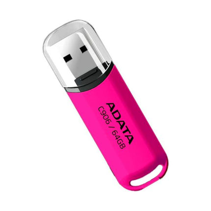 Memoria USB ADATA C906 | 64GB | USB 2.0 | Rosa | Diseño compacto con tapa