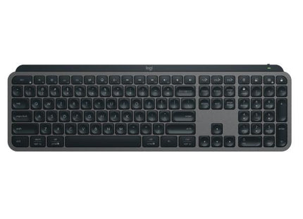 Teclado Logitech MX Keys S en uso con retroiluminación activada en ambiente oscuro