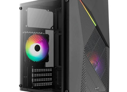 Case Gaming AeroCool Raider Mini-G-BK-V2 | Mini Torre | Panel Lateral de Vidrio Templado | 2 Ventiladores RGB | Negro
