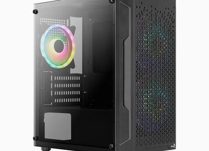 Case Gaming AeroCool Trinity Mini-G-BK-V3 | Mini Torre | Panel Lateral de Vidrio Templado | 2 Ventiladores RGB 140mm | 1 Ventilador RGB 120mm