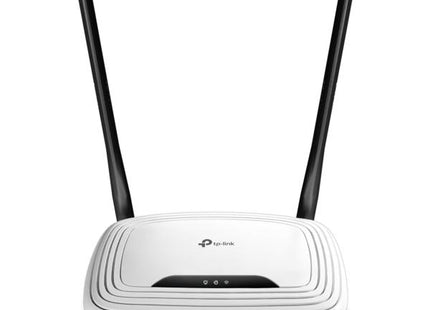 Router inalámbrico TP-Link TL-WR841N vista frontal con antenas y luces LED indicadoras