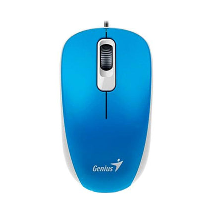 Mouse Genius RS2 DX-110 | Alámbrico USB | Sensor óptico 1000 DPI | Diseño ambidiestro | Color Celeste