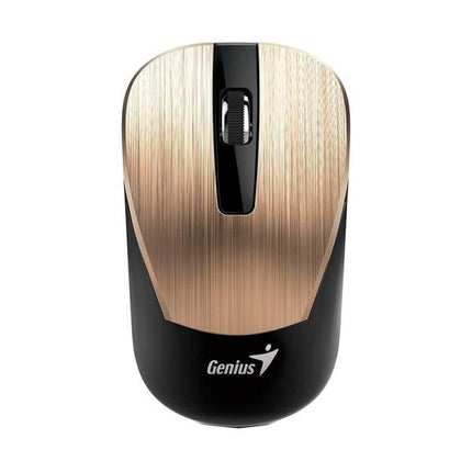 Mouse Genius RS2 NX-7015 | Inalámbrico con receptor USB | Sensor BlueEye 1200 DPI | Diseño ergonómico | Color Dorado