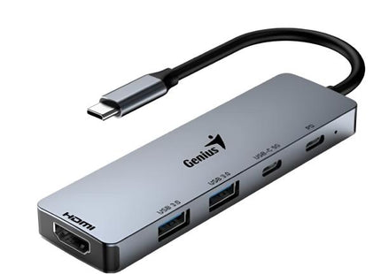 Hub Genius RS2 UH-500 | 4 Puertos USB 3.0 | Alámbrico | Color Gris | Transferencia de alta velocidad