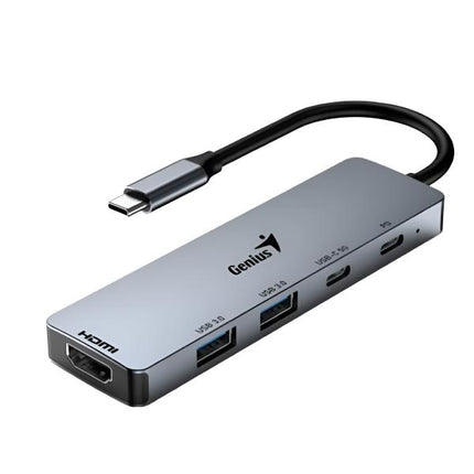Hub Genius RS2 UH-500 | 4 Puertos USB 3.0 | Alámbrico | Color Gris | Transferencia de alta velocidad