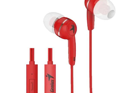 Audífono Genius HS-M320 | Alámbrico 3.5mm | Micrófono integrado | Diseño liviano | Color Rojo