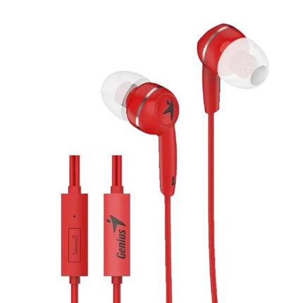Audífono Genius HS-M320 | Alámbrico 3.5mm | Micrófono integrado | Diseño liviano | Color Rojo
