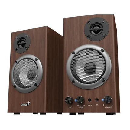 Parlante Genius SP-HF500B II | Parlante Estéreo | 16W RMS | Conexión 3.5mm | Acabado en Madera