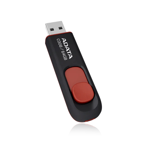 Memoria USB ADATA AC008 | 16GB | USB 2.0 | Black + Red | Retráctil