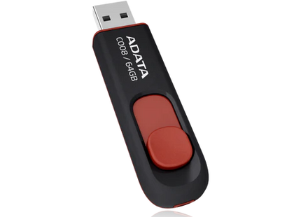 Memoria USB ADATA AC008-64G-RKD | 64GB | USB 2.0 | Negro y rojo