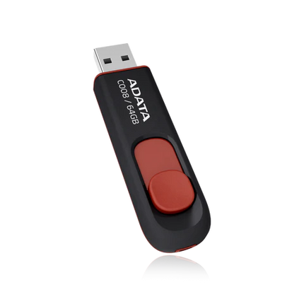 Memoria USB ADATA AC008-64G-RKD | 64GB | USB 2.0 | Negro y rojo
