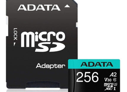 Tarjeta de Memoria ADATA Premier Pro microSDXC | 256GB | Clase 10 UHS-I U3 V30 A2 | Hasta 100/85 MB/s | Con Adaptador SD