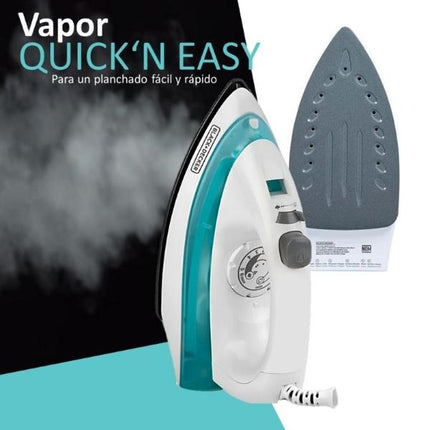 Plancha de Vapor Black+Decker IRBD100 | 1100 W | Suela Antiadherente | Golpe y Spray | Selector de Tela