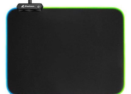Mouse pad gaming RGB Sharkoon 1337 V2 con iluminación LED multicolor vista frontal