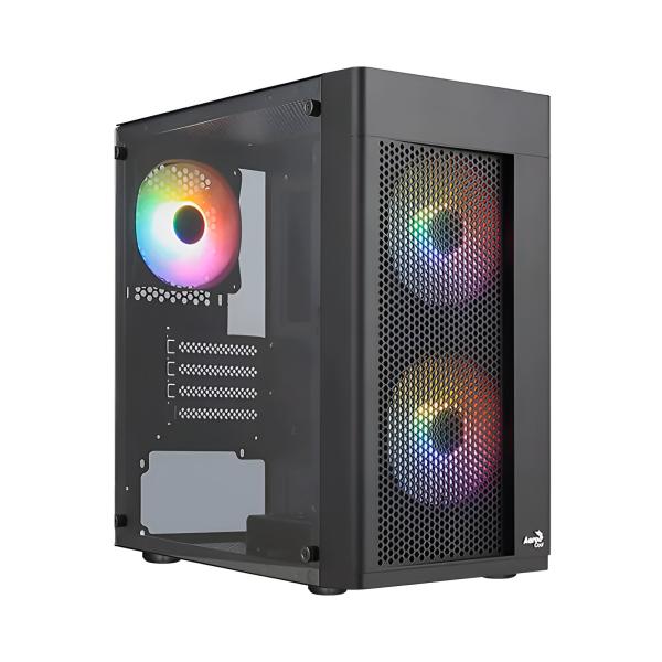 CASE GAMING RGB AEROCOOL HEXFORM G-BK-V2 MINI TOWER VENTILADORES 3 DE 120MM CON VIDRIO LATERAL Y MALLA FRONTAL ACCS-PV39033.11