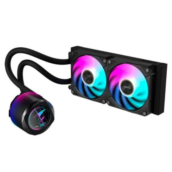 ENFRIAMIENTO LIQUIDO GIGABYTE AORUS WATERFORCE X AWX II 240 VENTILADOR ARGB VISTA DE BODE LCD NEGRO