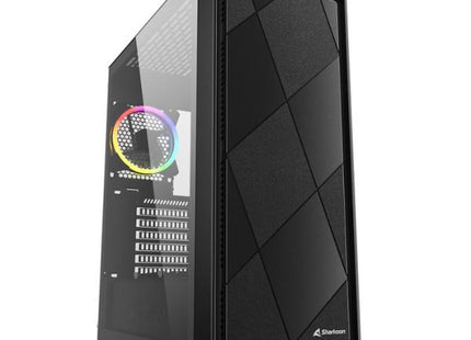 Case gaming Sharkoon VS8 vista frontal con panel RGB y ventiladores