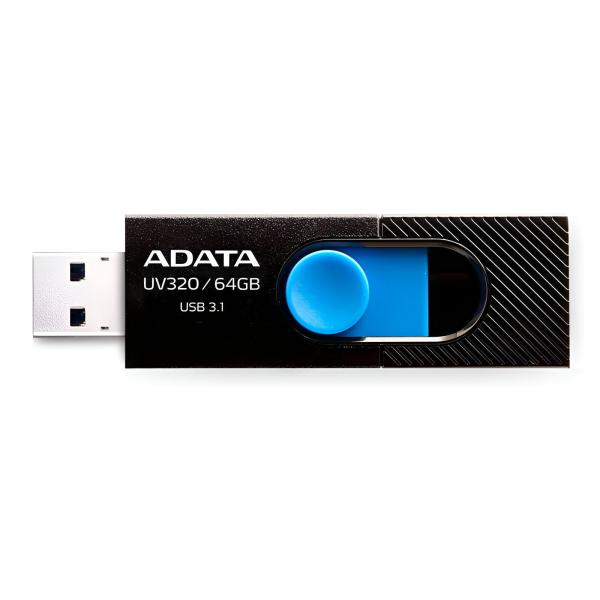 Memoria USB ADATA UV320 64GB | USB 3.2 Gen 1 | Negro/Azul | Lectura hasta 100MB/s