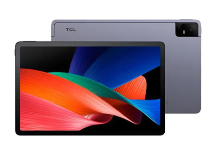 Tablet TCL TAB 10 LTE Gen 2 de 10.4 pulgadas color gris con pantalla encendida mostrando interfaz